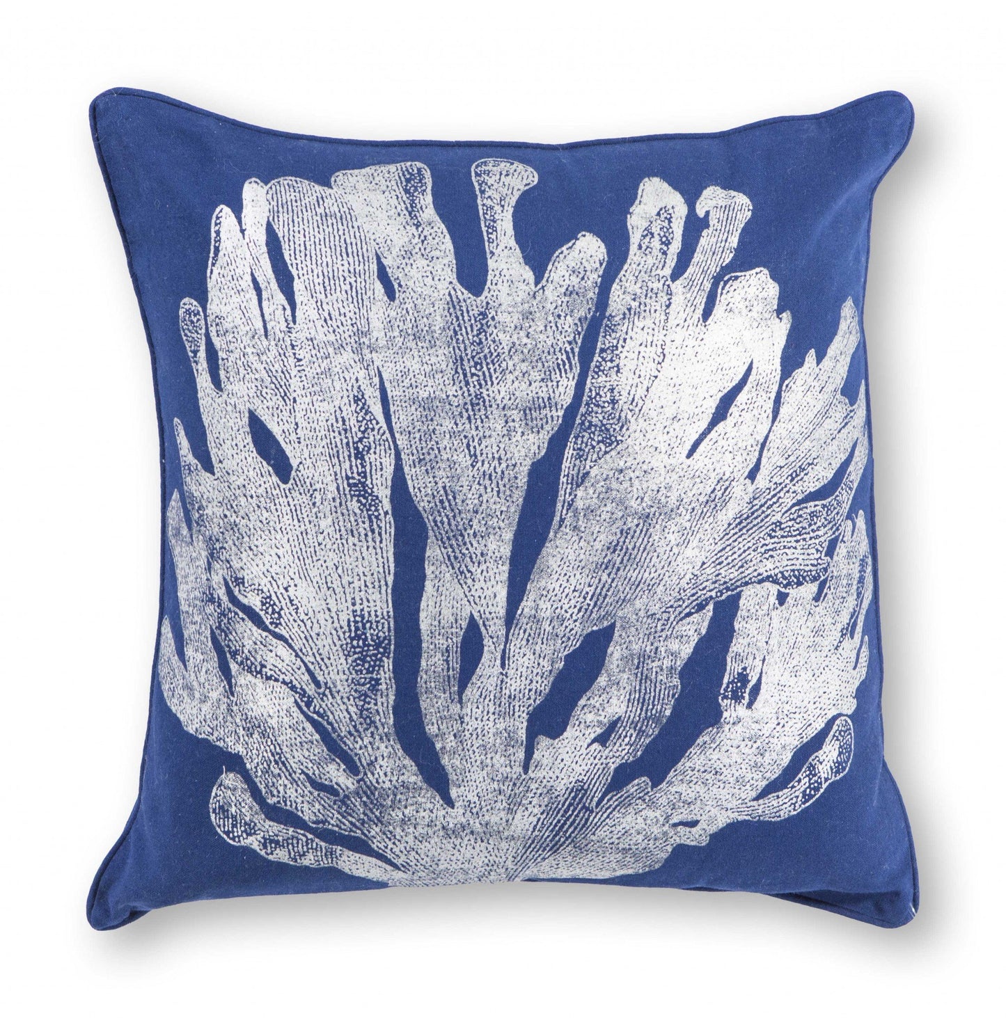 Square Tropical Blue and Silver Coral Accent Pillow