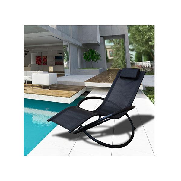Zero Gravity Portable Foldable Rocking Chair Recliner Black