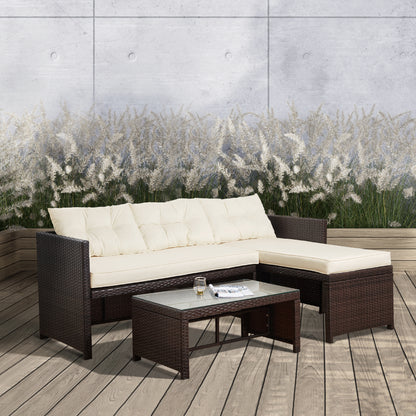 Teamson Home 3 Pc Rattan Garden Furniture Sofa Set